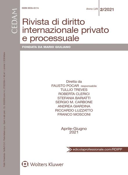 Rivista di Diritto Internazionale Privato e Processuale – Aprile-Giugno 2021