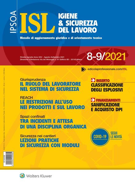 Igiene & Sicurezza del Lavoro – Agosto-Settembre 2021