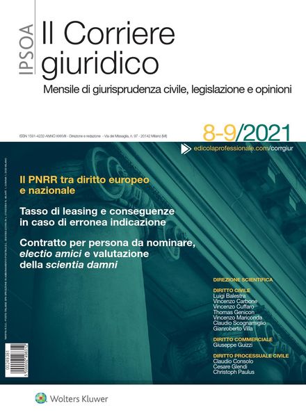 Il Corriere Giuridico – Agosto-Settembre 2021