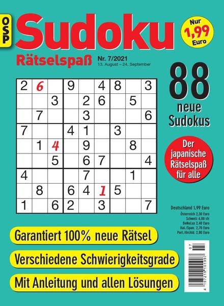 Sudoku Ratselspass – Nr.7 2021