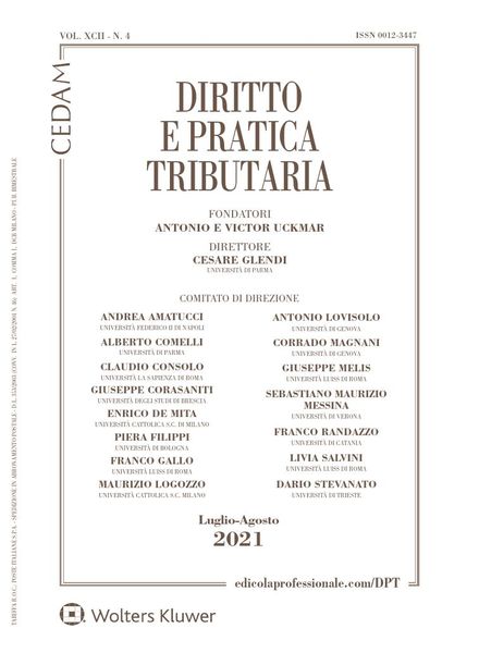 Diritto e Pratica Tributaria – Luglio-Agosto 2021