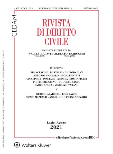 Rivista di Diritto Civile – Luglio-Agosto 2021
