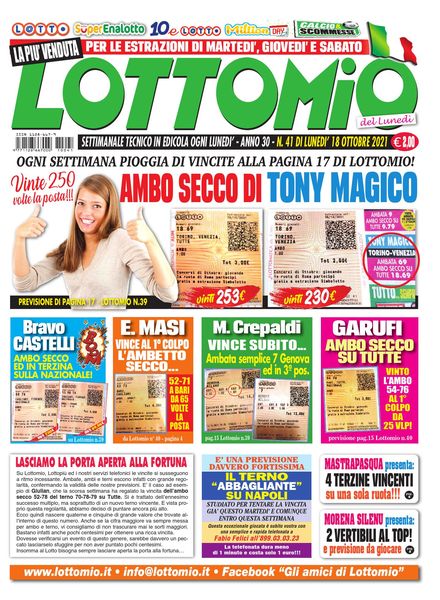 Lottomio del Lunedi – 18 Ottobre 2021