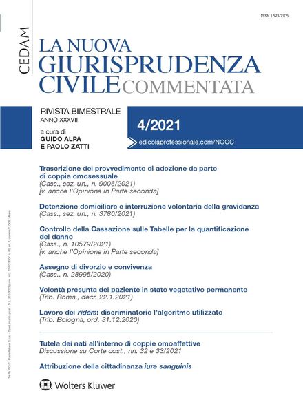 La Nuova Giurisprudenza Civile Commentata – N4 2021