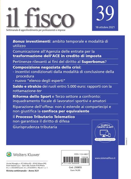 il fisco – 18 Ottobre 2021