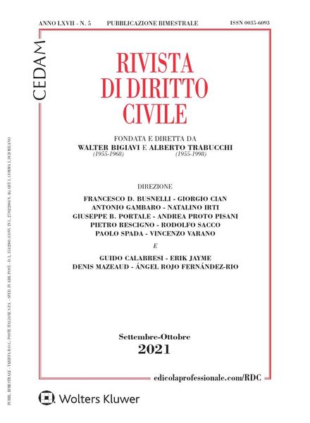 Rivista di Diritto Civile – Settembre-Ottobre 2021