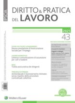 Diritto e Pratica del Lavoro – 6 Novembre 2021
