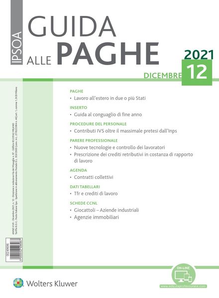 Guida alle paghe – Dicembre 2021