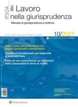 Il lavoro nella giurisprudenza – Ottobre 2021