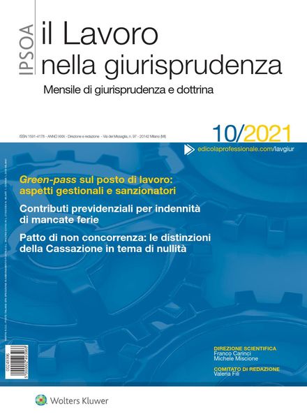 Il lavoro nella giurisprudenza – Ottobre 2021
