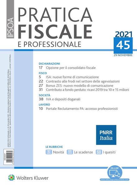 Pratica Fiscale e Professionale – 29 Novembre 2021