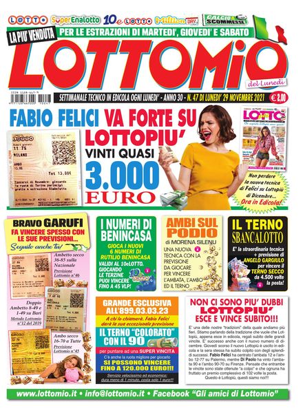 Lottomio del Lunedi – 29 Novembre 2021