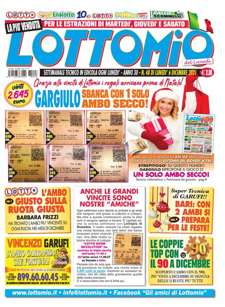 Lottomio del Lunedi – 6 Dicembre 2021