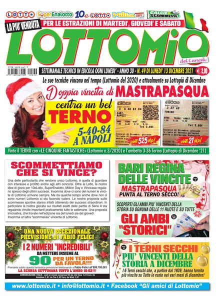 Lottomio del Lunedi – 13 Dicembre 2021