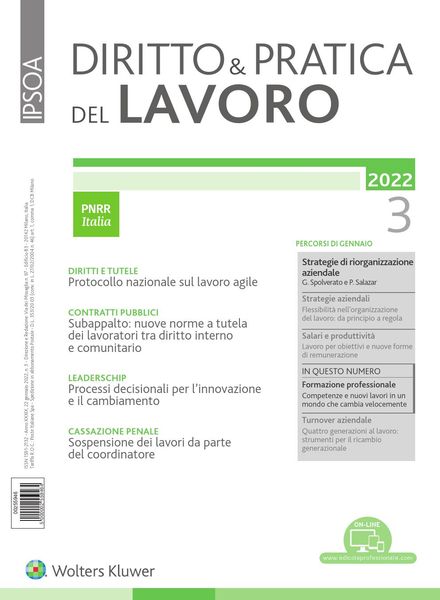 Diritto e Pratica del Lavoro – 22 Gennaio 2022