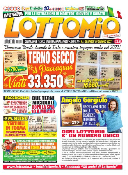 Lottomio del Lunedi – 10 Gennaio 2022