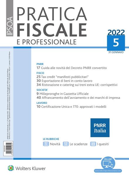 Pratica Fiscale e Professionale – 31 Gennaio 2022