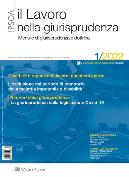Il lavoro nella giurisprudenza – Gennaio 2022