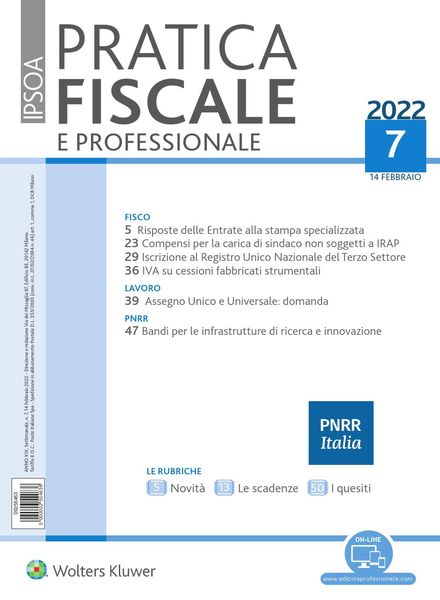 Pratica Fiscale e Professionale – 14 Febbraio 2022