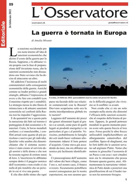 L’Osservatore – 26 febbraio 2022