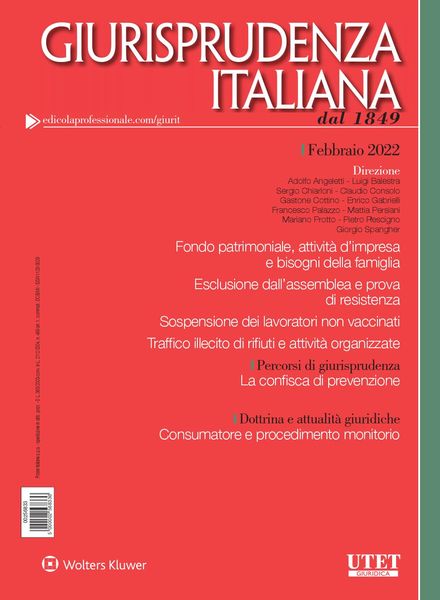 Giurisprudenza Italiana – Febbraio 2022