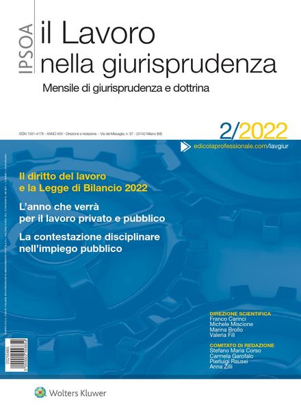 Il lavoro nella giurisprudenza – Febbraio 2022