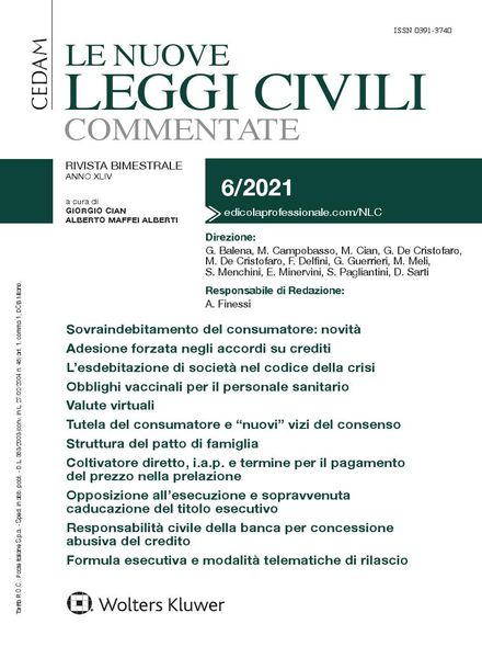 Le Nuove Leggi Civili Commentate – Dicembre 2021