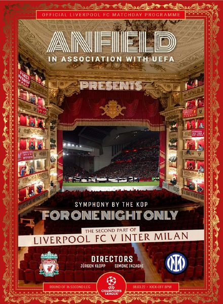 Liverpool FC Programmes – vs Inter Milan CL – 8 March 2022