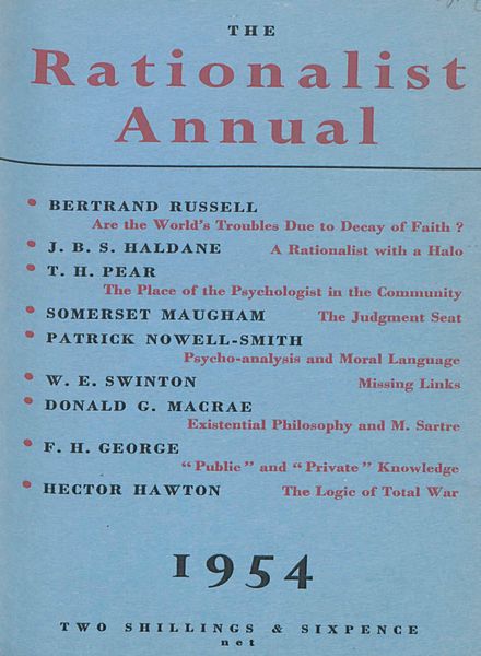 New Humanist – The Rationalist Annual 1954