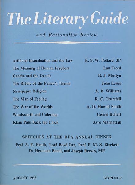 New Humanist – The Literary Guide August 1953