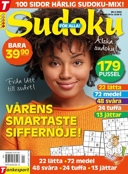 Sudoku fOr alla – 24 mars 2022