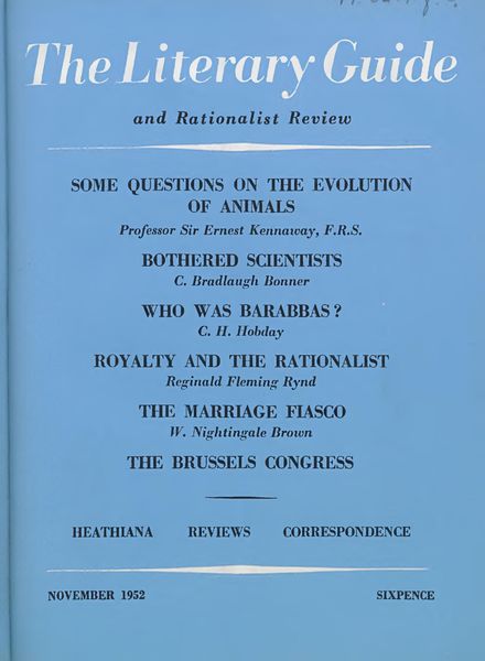 New Humanist – The Literary Guide, November 1952