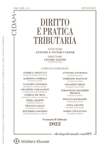 Diritto e Pratica Tributaria – Gennaio 2022
