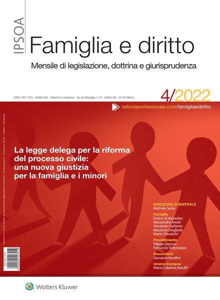 Famiglia e Diritto – Aprile 2022