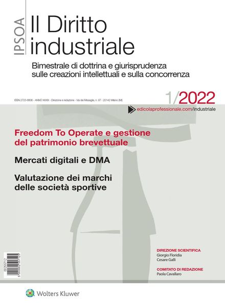 Il Diritto Industriale – Gennaio 2022