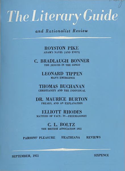 New Humanist – The Literary Guide September 1951