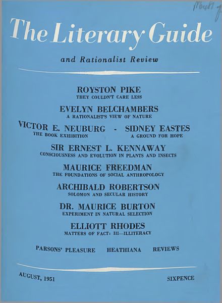 New Humanist – The Literary Guide August 1951