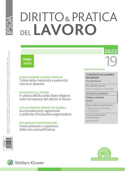 Diritto e Pratica del Lavoro – 14 Maggio 2022