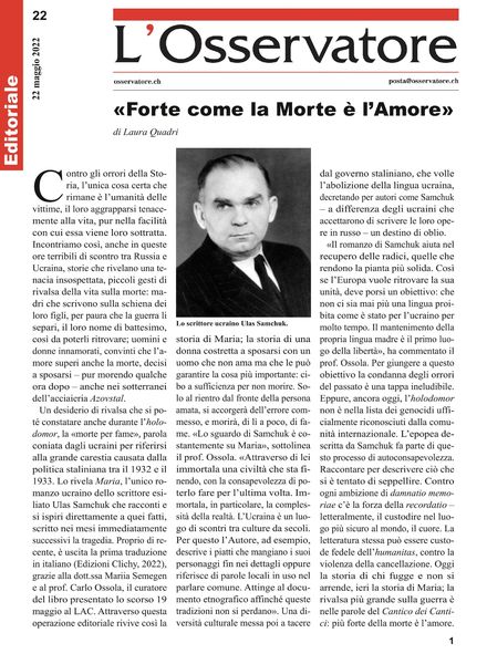 L’Osservatore – 28 maggio 2022