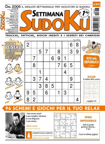 Settimana Sudoku – 25 maggio 2022