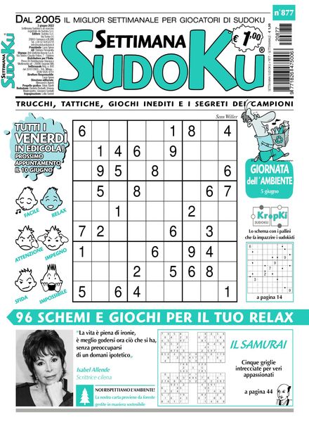 Settimana Sudoku – 01 giugno 2022