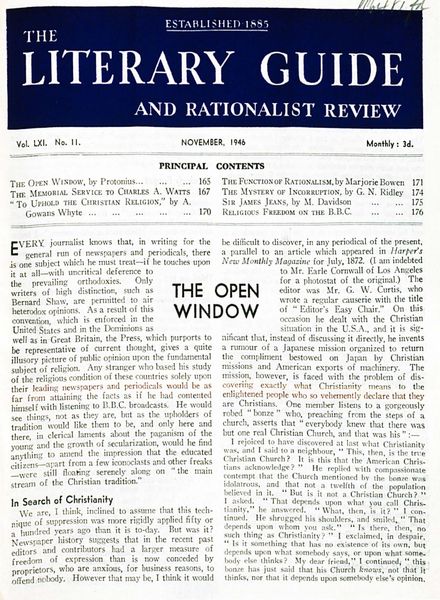 New Humanist – The Literary Guide November 1946