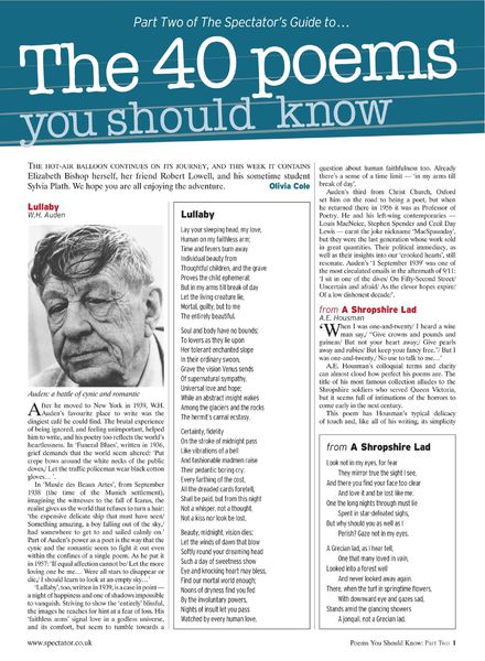 The Spectator – The 40 Poems You Should Know Part 2