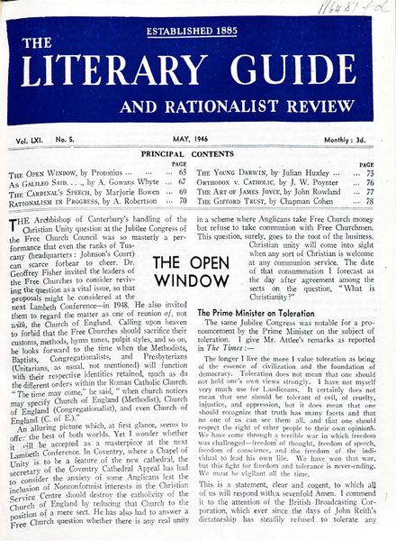 New Humanist – The Literary Guide May 1946