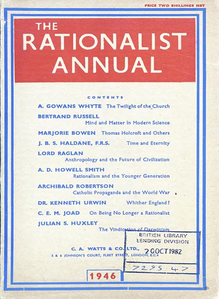 New Humanist – The Rationalist Annual 1946
