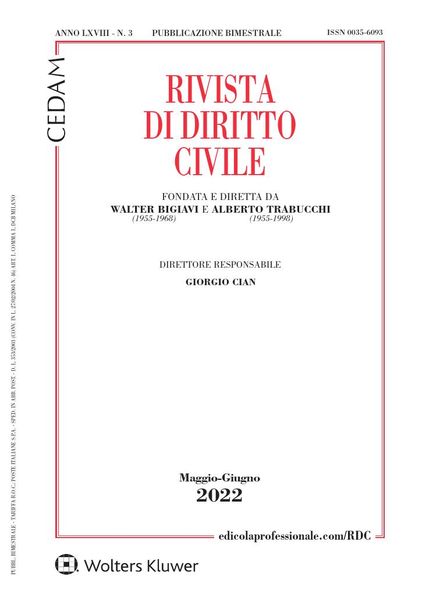 Rivista di Diritto Civile – Maggio-Giugno 2022