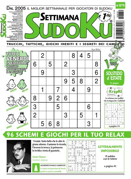 Settimana Sudoku – 15 giugno 2022