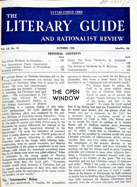 New Humanist – The Literary Guide October 1945