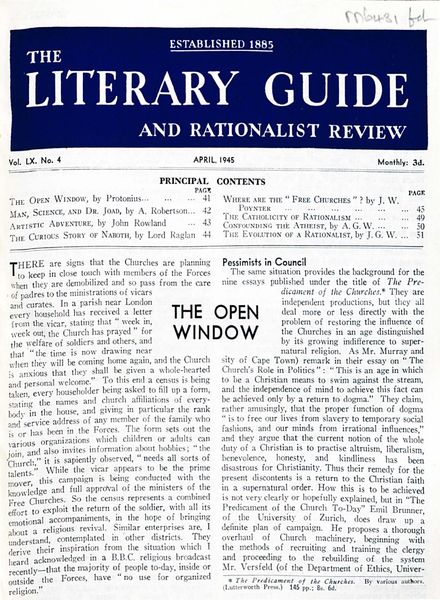 New Humanist – The Literary Guide April 1945