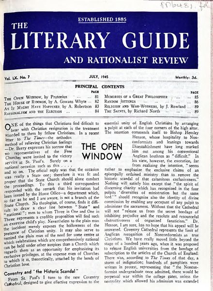 New Humanist – The Literary Guide July 1945